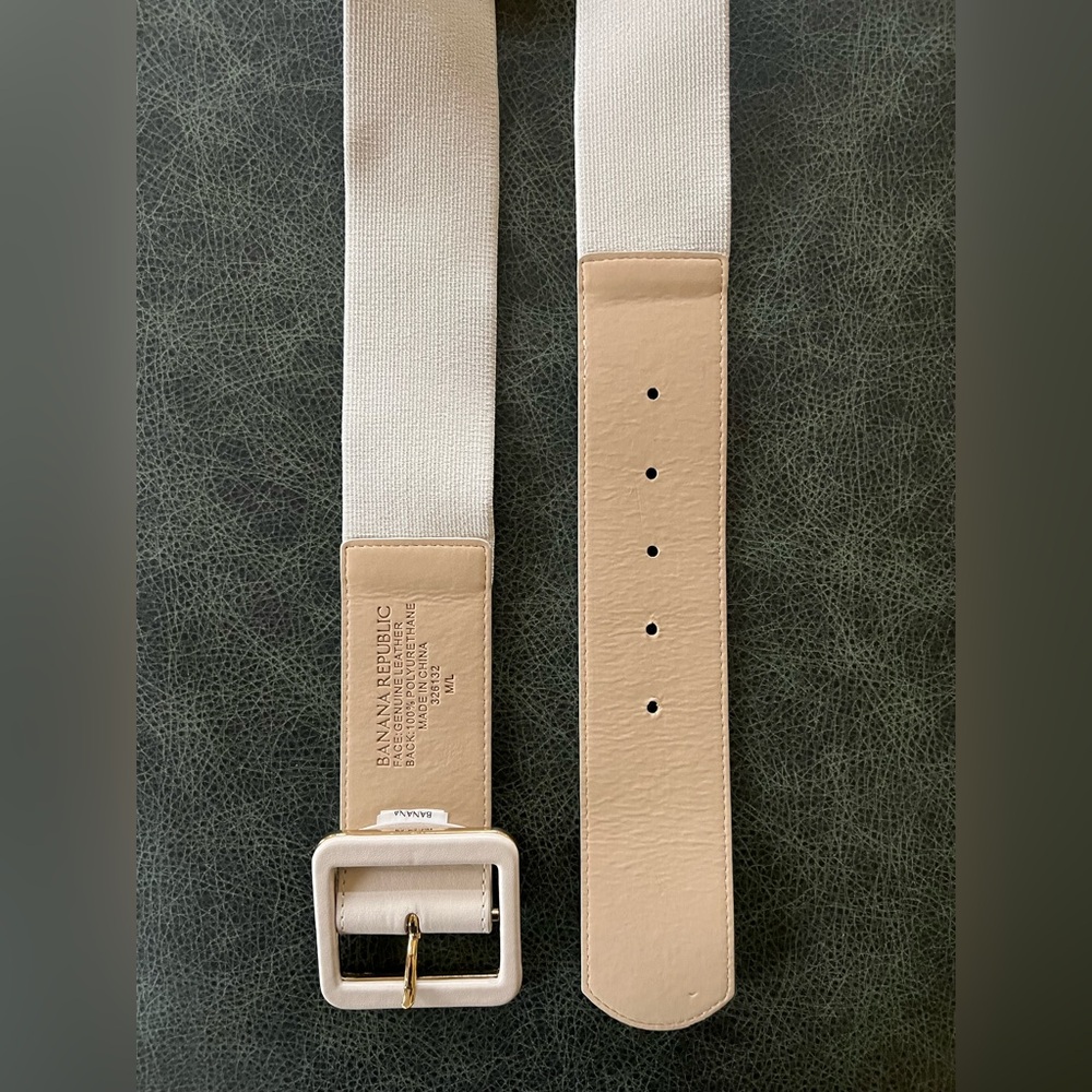 Banana Republic Belt Wide with Square Buckle Light Gray Size M/L - Picture 5 of 11